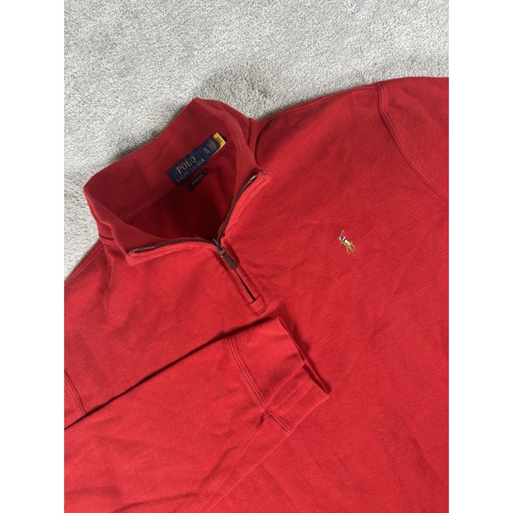 Polo Ralph Lauren Estate Rib 1/4 Zip Pullover Red Men's Size XL Flash Pony‎